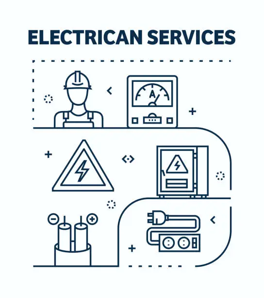 Vector illustration of Electrician Services Related Vector Banner Design Concept.