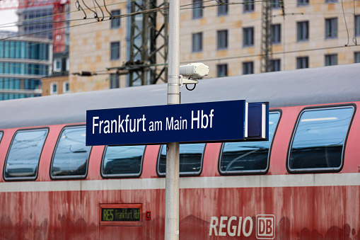 frankfurt, hesse, germany - 06 01 2024: frankfurt main station sign