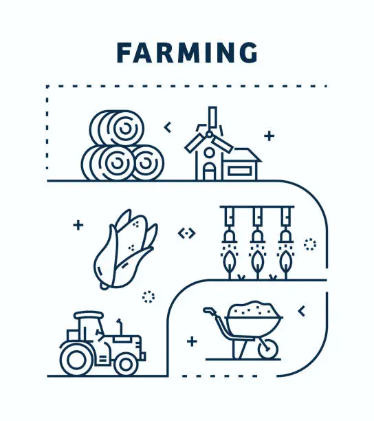 Vector illustration of Farming Related Vector Banner Design Concept. Global Multi-Sphere Ready-to-Use Template. Web Banner, Website Header, Magazine, Mobile Application etc. Modern Design.