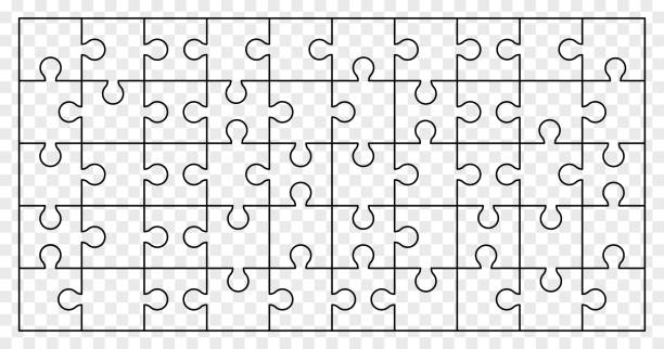 puzzle vonal ikon - kirakós játék témájú stock illusztrációk