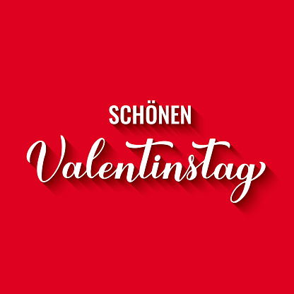 Valentinstag - Happy Valentines Day in German. Calligraphy hand lettering. Vector template for poster, postcard, logo design, flyer, banner, etc