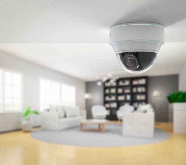 Security camera or cctv camera for house security 3d rendering security camera or cctv camera for house security indoor security camera stock pictures, royalty-free photos & images