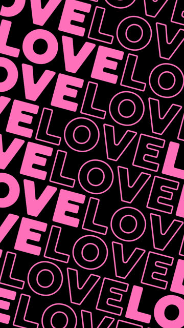 Pink diagonal oblique outline text Love