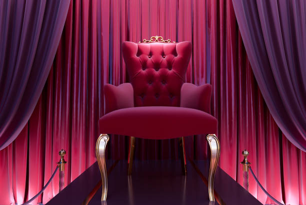 istock red king throne on a red curtains background, vip concept 1966192685