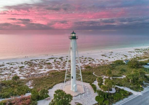 istock Boca Grande Rear Range Lighthouse Lantern Room Pink Sunset 1966218238