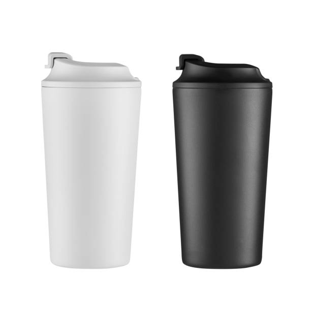 istock Black and white thermo coffee mug mockup isolated on white background 1966264206