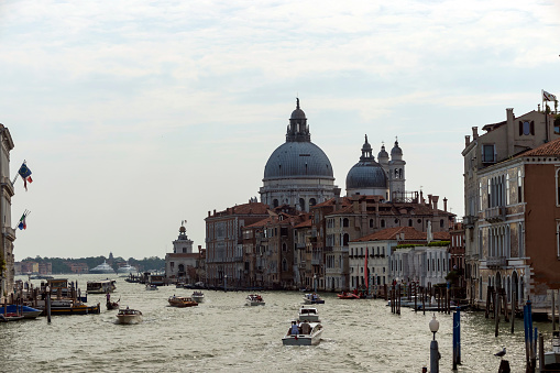 Venice, Italy - JUL 02, 2018: Santa Maria della Salute cathedral and Grand Canal