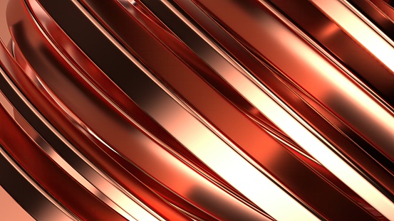 Copper Wavy Metal Gentle Curtain Bezier Curve Delicate Modern Art Elegant Modern 3D Rendering Abstract Background