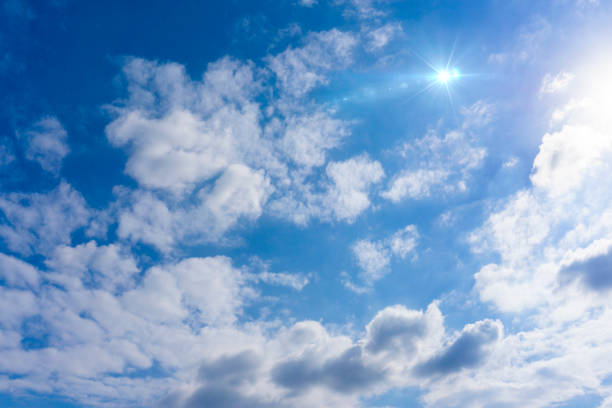 istock Background material of sun flare and refreshing blue sky and clouds 1966393813