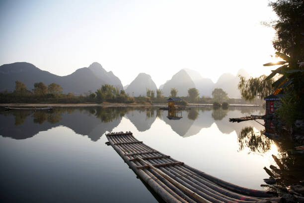 istock Misty morning on the Yangtze River bamboo raft 1966476287