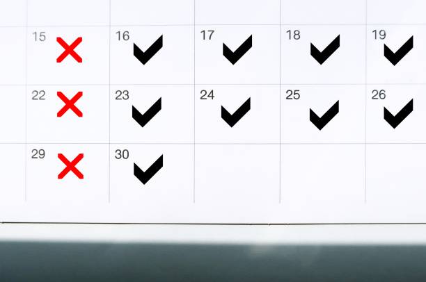 Calendar with 4 work days only - concept of FOUR DAY WORKWEEK - compressed work schedule trend where employees report to work only 4 days a week which increase productivity and better work-life balance