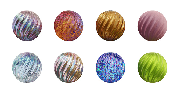 Material balls decoration set isolated background 3d rendering without AI generated