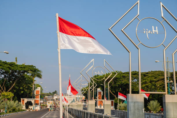 istock Indonesia flag fluttering with wind flow when day light. 1966610457