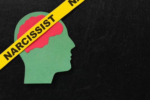 istock Human head profile with word narcissist in dark black background. Narcissistic behavior concept. 1966644419