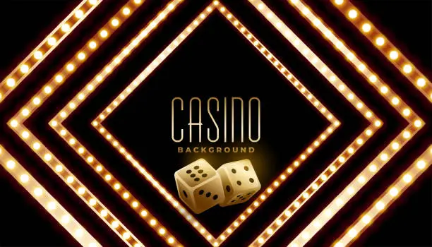 Vector illustration of casino 3d poker dice dark banner with glowing light effect