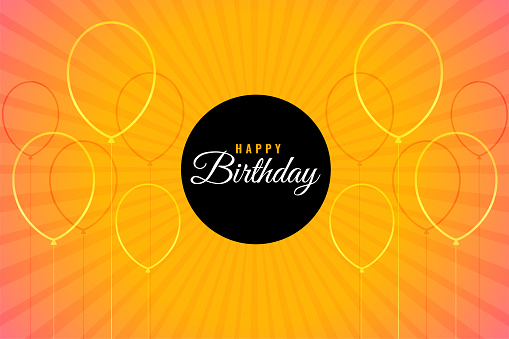 happy birthday greeting background with linear balloon design vector