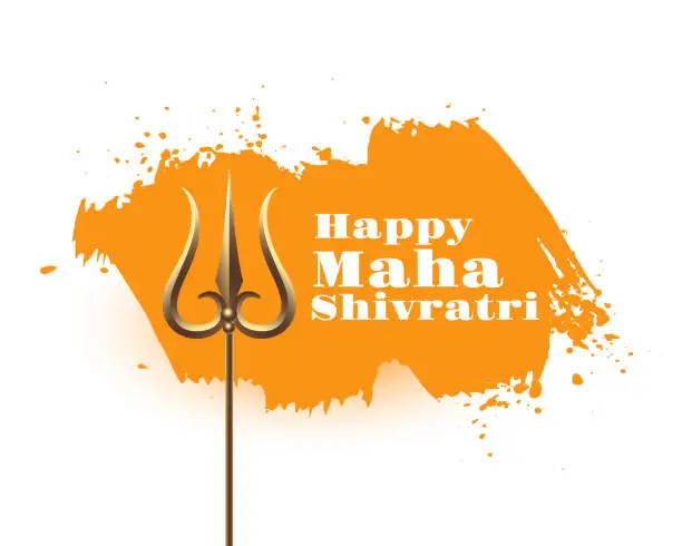 Vector illustration of happy maha shivratri religious background with brush stroke effect