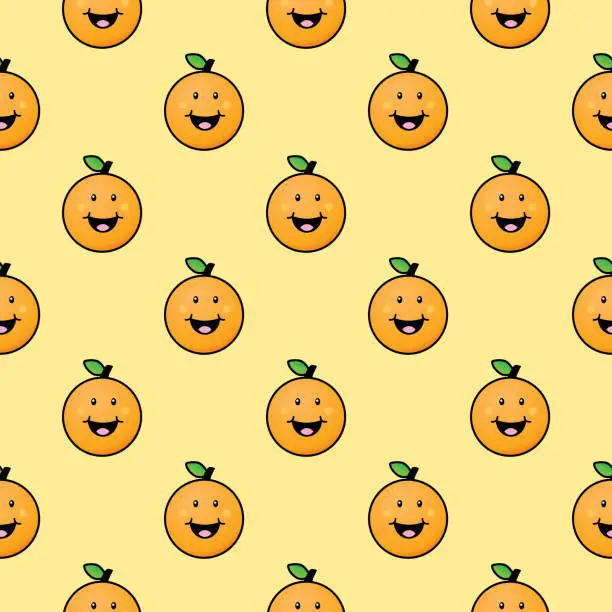 Vector illustration of Cute Little Oranges Seamless Pattern