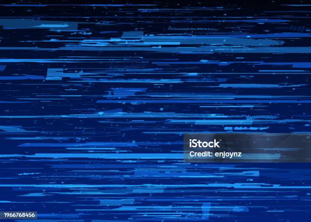 Distorted Blue Pattern Blue Glitch Distorted Data Signal Vector Background Stock Illustration ...