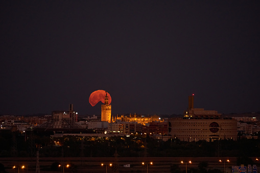 Immerse yourself in the enchanting nocturnal panorama of Seville. 'Night Lights' captures the iconic Giralda tower, bathed in the soft glow of the moon, against the backdrop of the formidable Algamitas Mountain. The city's skyline twinkles with lights, offering a captivating blend of history and nature. This mesmerizing composition provides ample 'copy space,' inviting your imagination to roam freely within the vast expanse of the night sky. Ideal for a range of creative projects, this image evokes a sense of tranquility and wonder in the heart of Andalusia