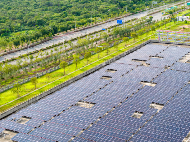 istock Aerial view of solar panels 1966835667