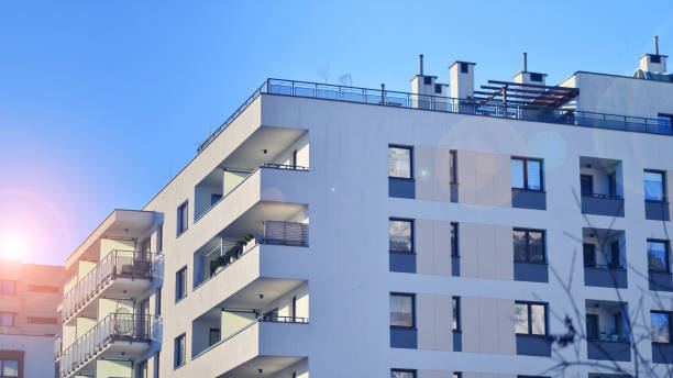 istock Residential area with modern apartment building. 1966957024