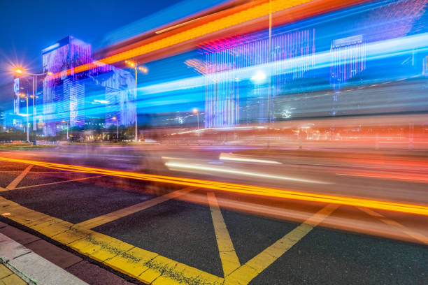 istock Vehicle light trails in city at night 1966968120