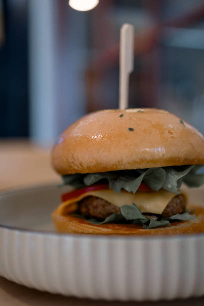 istock Hamburger on a plate in fast food cafe 1967012873