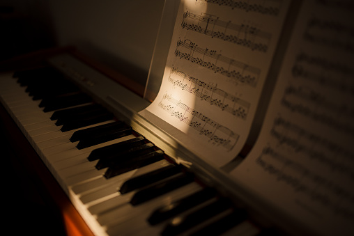 Close up photo of a piano notes