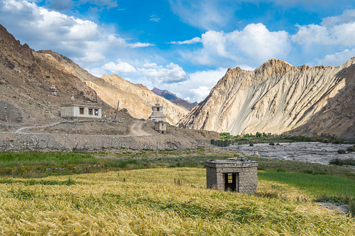 markha trekking allows to get amazing landscapes of himalayas mountain range in leh ladakh district, india