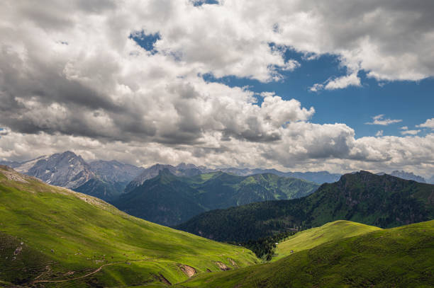 nature sceneries along the trail from Col Rodella to Val Duron, Val di Fassa, Dolomites