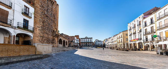 Plaza Mayor of the monumental city of Caceres, a World Heritage Site, Spain