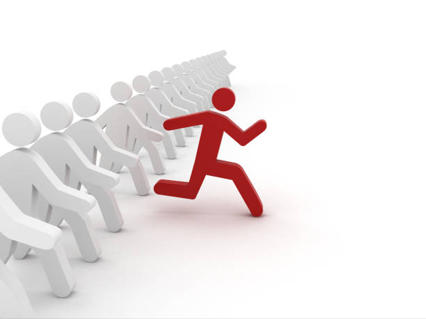 istock Competition leadership different stand out of the crowd people win 1967083372