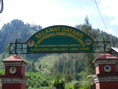 Lumajang, Indonesia - December 31, 2023: The atmosphere at the entrance to Mount Semeru climbs which looks deserted at the end of 2023