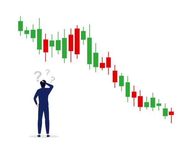 Vector illustration of Stock market fell down Recession Inflation Economic Crisis Stock Market Crash vector illustration.