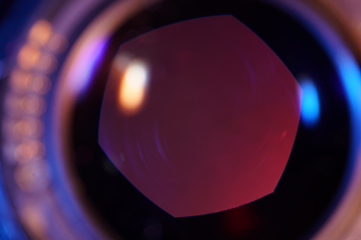 Close-up photo of a lens diaphragm
