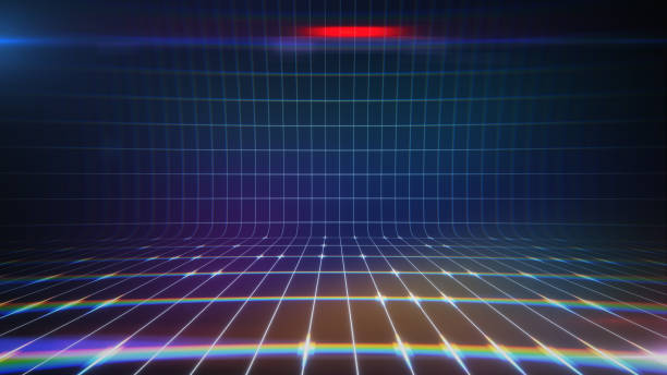 istock Hologram Data flow grid. Digital background with lens distortion effect 1967130517