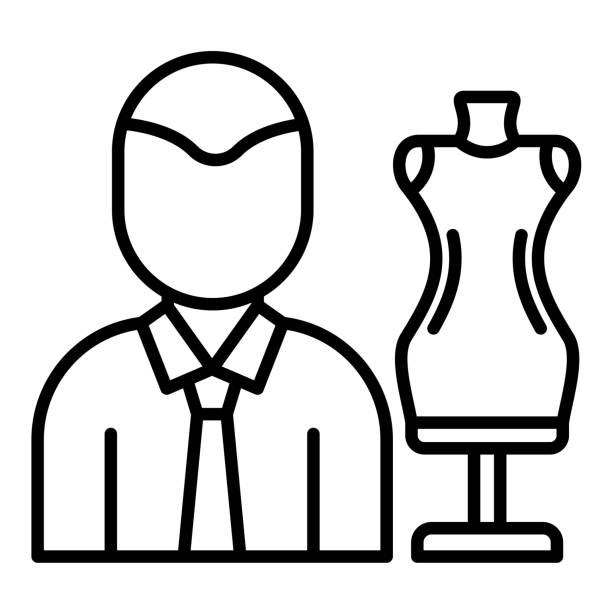 ilustraciones, imágenes clip art, dibujos animados e iconos de stock de icono masculino del diseñador de moda - 13607