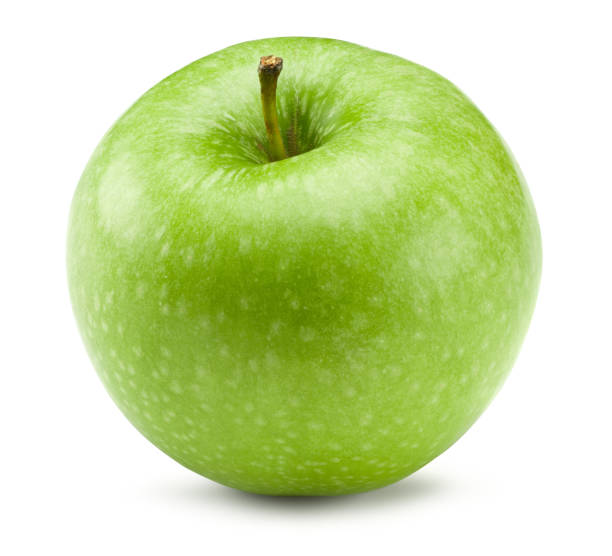 istock single green apple isolated on white background. clipping path 1967151151