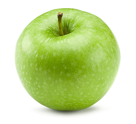 single green apple isolated on white background. clipping path