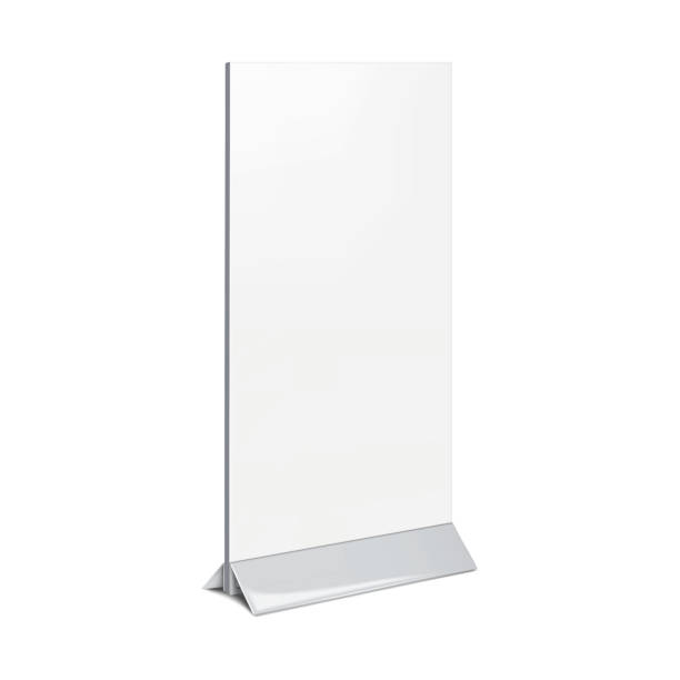 istock Countertop promotional banner stand realistic mockup. Table counter promo graphic holder vector mock-up. Blank white tradeshow display template 1967157011