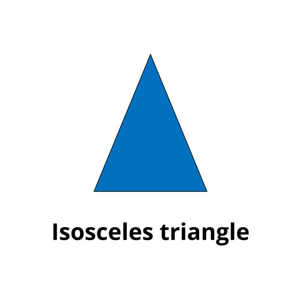 isosceles triangle Vector illustration of isosceles triangle in blue color, mathematics, education. isosceles triangle stock illustrations