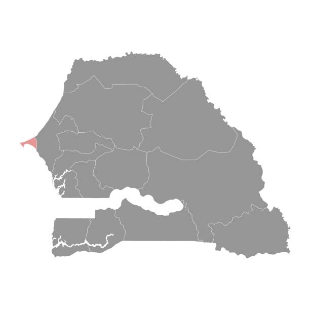 dakar region map, administrative division of senegal. vector illustration. - senegal dakar region africa map stock illustrations