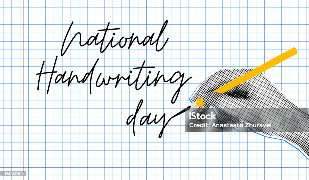 Hand Write Design Images Collage Design For National Handwriting Day Stock Illustration ...