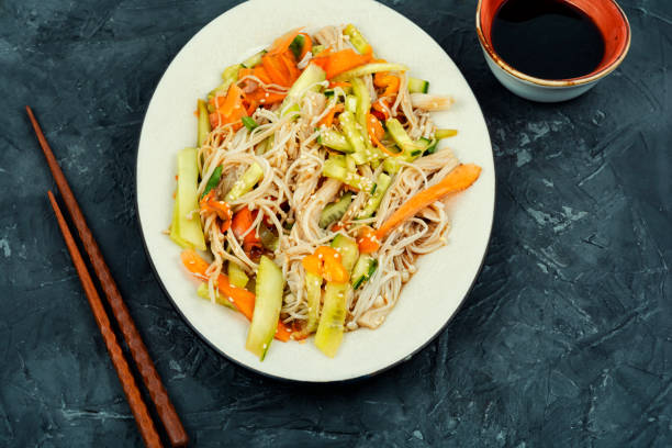 istock Enoki mushroom spicy salad. 1967234605