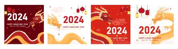 Vector illustration of Square illustration for celebrating Chinese New Year or Lunar New Year