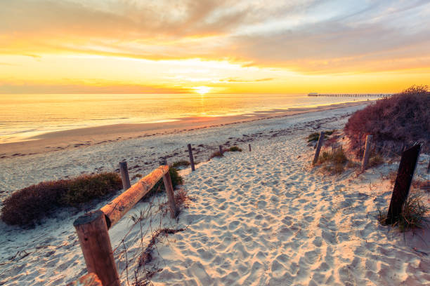 Henley Beach shoreline with jetty at sunset