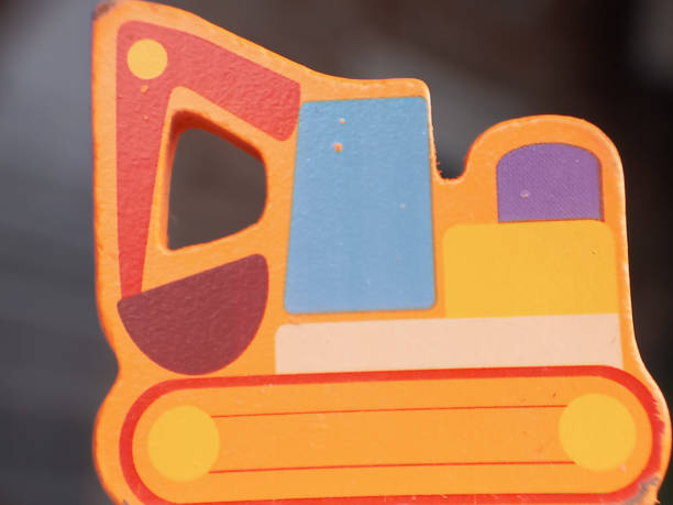 Wooden toy excavator colorful