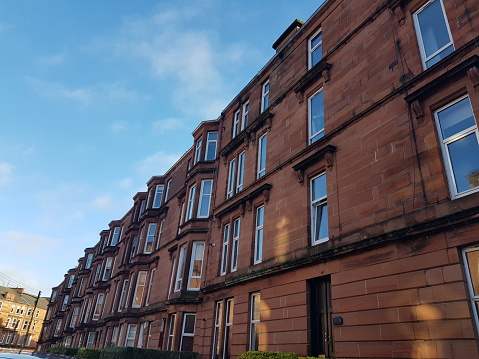 Tenement flats in Glasgow, Scotland England UK