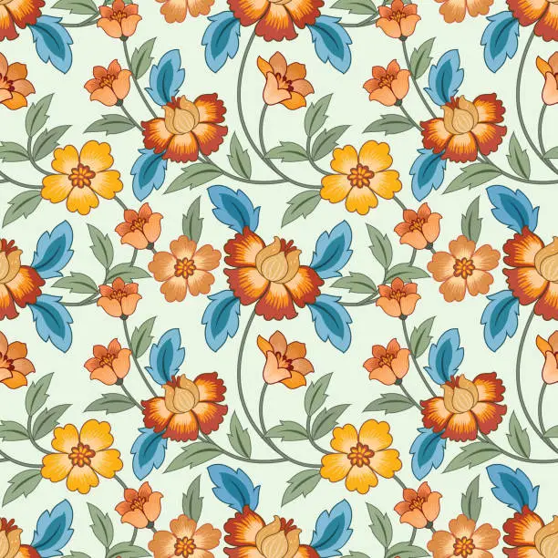 Vector illustration of Abstract flowers design seamless pattern. Can be used for fabric textile wallpapar.